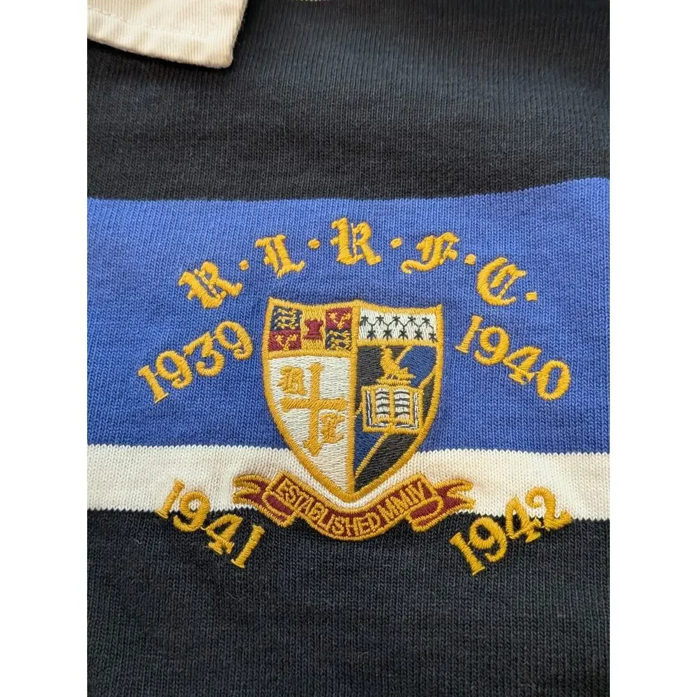 Vintage Ralph Lauren Rugby Long Sleeve Shirt RARE 2005 Crest Large Slim Striped
